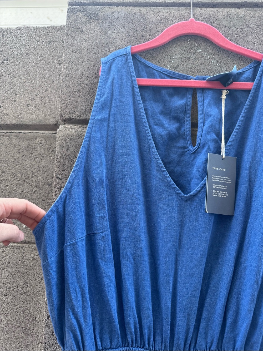 NWT Universal Thread Blue Linen Blend Open Back Jumpsuit Large - Picture 4 of 13